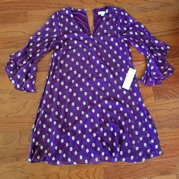 NWT Calvin Klein Women's Dress Gold Purple Dress Size 4 - Picture 2 of 4